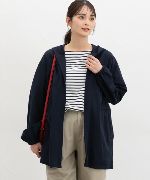 Honeys（ハニーズ）の「【ハニさら・接触冷感・ＵＶカット】フーデッドカーディガン（カーディガン/ボレロ・レディース・グレイッシュベージュ/ブラック/ネイビー/ベージュ・L/LL/M）」の10枚目の写真