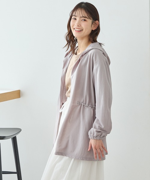 Honeys（ハニーズ）の「【ハニさら・接触冷感・ＵＶカット】フーデッドカーディガン（カーディガン/ボレロ・レディース・グレイッシュベージュ/ブラック/ネイビー/ベージュ・L/LL/M）」の13枚目の写真