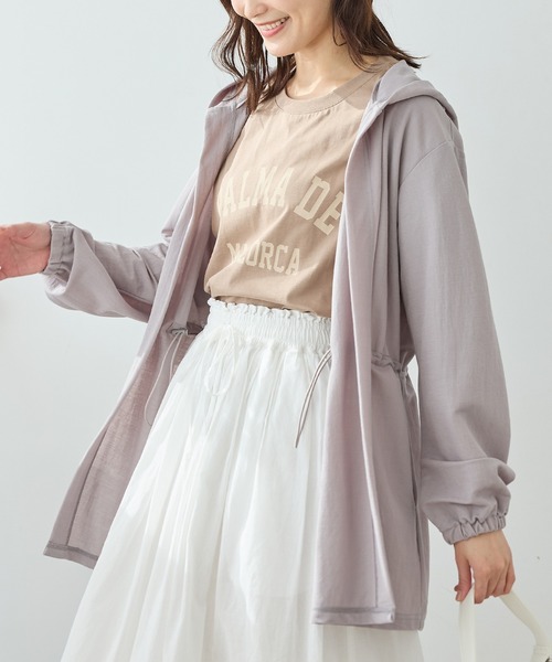 Honeys（ハニーズ）の「【ハニさら・接触冷感・ＵＶカット】フーデッドカーディガン（カーディガン/ボレロ・レディース・グレイッシュベージュ/ブラック/ネイビー/ベージュ・L/LL/M）」の14枚目の写真