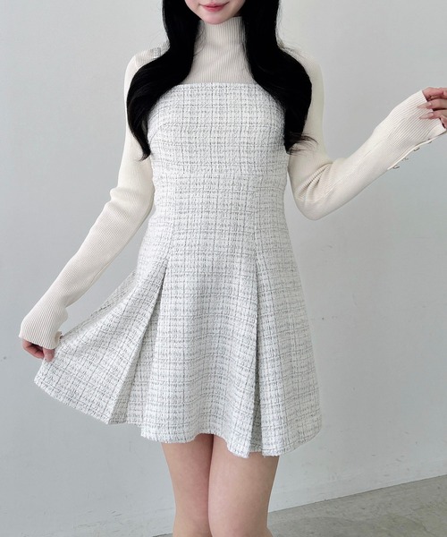 INGNI(イング)の「【WEB限定】バックレースアップツイードミニキャミワンピース(セットアップ対応)(ワンピース・レディース・ブラック系その他2/ホワイト系その他5・M)」の1枚目の写真