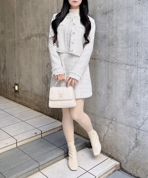 INGNI(イング)の「【WEB限定】バックレースアップツイードミニキャミワンピース(セットアップ対応)(ワンピース・レディース・ブラック系その他2/ホワイト系その他5・M)」の7枚目の写真