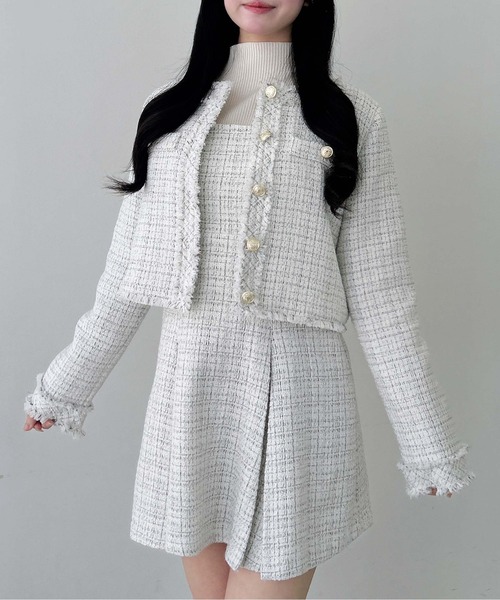 INGNI(イング)の「【WEB限定】バックレースアップツイードミニキャミワンピース(セットアップ対応)(ワンピース・レディース・ブラック系その他2/ホワイト系その他5・M)」の12枚目の写真