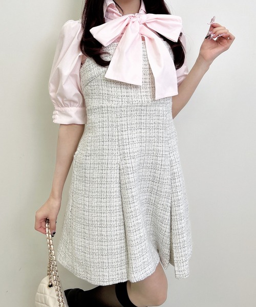 INGNI(イング)の「【WEB限定】バックレースアップツイードミニキャミワンピース(セットアップ対応)(ワンピース・レディース・ブラック系その他2/ホワイト系その他5・M)」の18枚目の写真