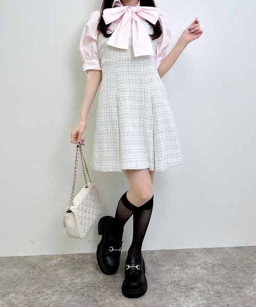 INGNI(イング)の「【WEB限定】バックレースアップツイードミニキャミワンピース(セットアップ対応)(ワンピース・レディース・ブラック系その他2/ホワイト系その他5・M)」の15枚目の写真