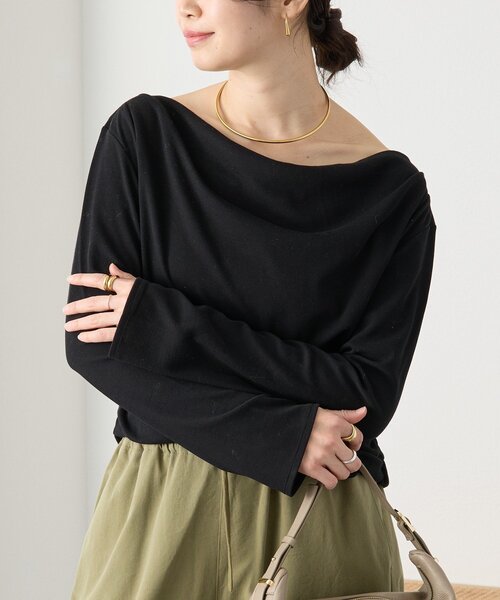 RIVE DROITE（リヴドロワ）の「予約【ワンショルやオフショルにも】ネックコンシャスカットソー（Tシャツ/カットソー・レディース・オフホワイト/ブラック・FREE）」の8枚目の写真