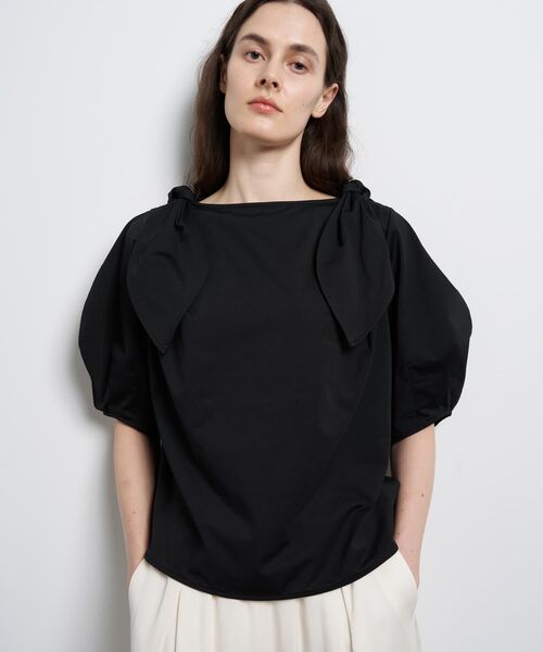LANVIN en Bleu(ランバンオンブルー)の「ショルダーリボンカットソー(Tシャツ/カットソー・レディース・オフホワイト/ブラック・38)」の13枚目の写真