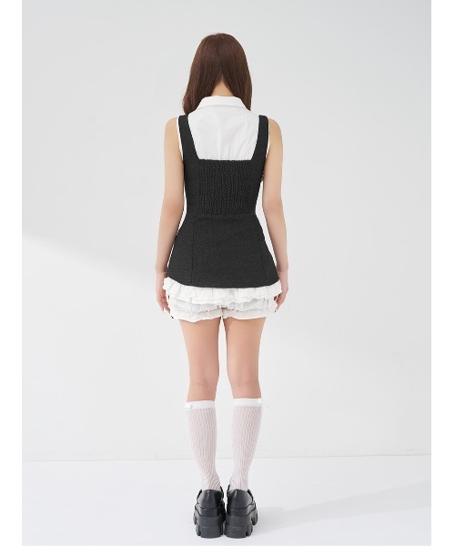 Darich ダーリッチ クラシカルドッキングフリルミニワンピース ホワイト クラシカルドッキングフリルミニワンピース – Darich