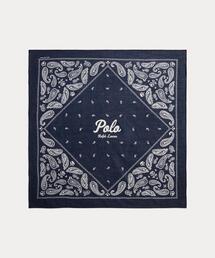 ロゴ ペイズリー コットン バンダナ