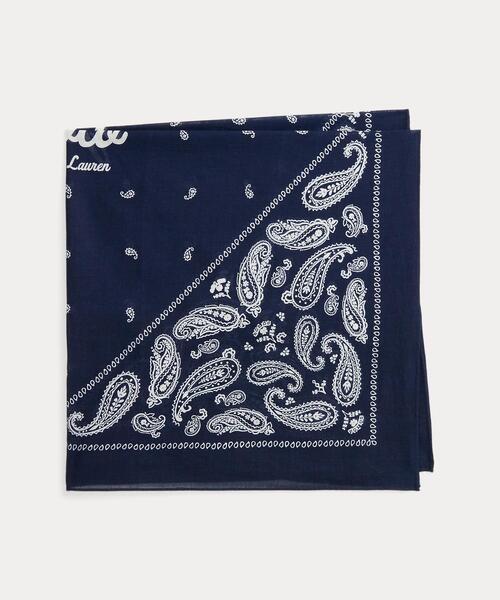 POLO RALPH LAUREN（ポロ ラルフ ローレン）の「ロゴ ペイズリー コットン バンダナ（バンダナ/スカーフ・レディース・ネイビー系1・ONE）」の2枚目の写真