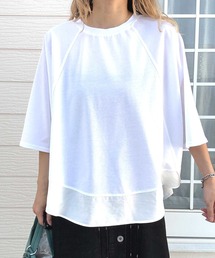 Q | レーヨン天竺ドッキングペプラムプルオーバー(Tシャツ/カットソー)