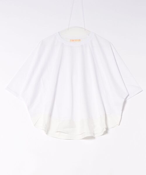 Q（キュー）の「レーヨン天竺ドッキングペプラムプルオーバー（Tシャツ/カットソー・レディース・ホワイト/ブラック/ブルー・MEDIUM）」の22枚目の写真