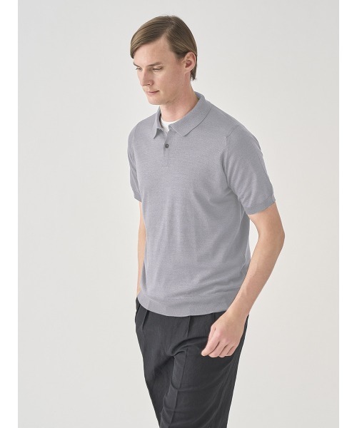 JOHN SMEDLEY（ジョンスメドレー）の「[Anglo Indian Gauze] 半袖ニットポロシャツ（ポロシャツ・メンズ・シルバー・L/S）」の3枚目の写真