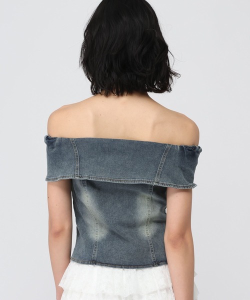 3.3 Field Trip （3.3フィールドトリップ）の「3.3 Field Trip／デニムオフショル半袖ブラウス（シャツ/ブラウス・レディース・ブラック/ブルー・FREE）」の13枚目の写真