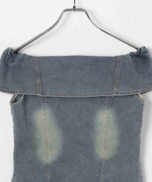 3.3 Field Trip （3.3フィールドトリップ）の「3.3 Field Trip／デニムオフショル半袖ブラウス（シャツ/ブラウス・レディース・ブラック/ブルー・FREE）」の20枚目の写真