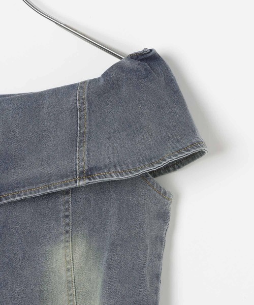 3.3 Field Trip （3.3フィールドトリップ）の「3.3 Field Trip／デニムオフショル半袖ブラウス（シャツ/ブラウス・レディース・ブラック/ブルー・FREE）」の21枚目の写真