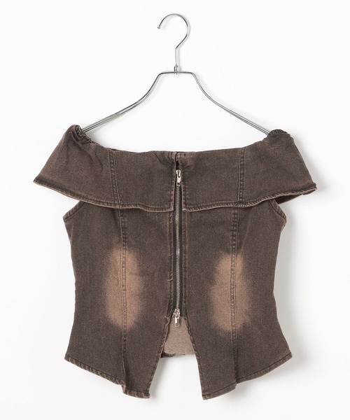 3.3 Field Trip （3.3フィールドトリップ）の「3.3 Field Trip／デニムオフショル半袖ブラウス（シャツ/ブラウス・レディース・ブラック/ブルー・FREE）」の22枚目の写真