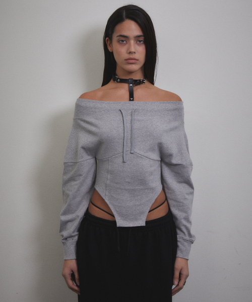 VOONT(ブント)の「Corset Off Shoulder Sweatshirt (GRAY)(スウェット・レディース・アッシュグレー・SMALL/MEDIUM)」の9枚目の写真