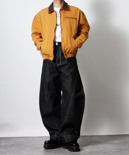 NYLAUS（ナイラス）の「【NYS】2026新作 リバースデザイン カーブパンツ バレルレッグパンツ リジッドデニム（デニムパンツ・メンズ・ブラック/インディゴブルー・L/M）」の17枚目の写真