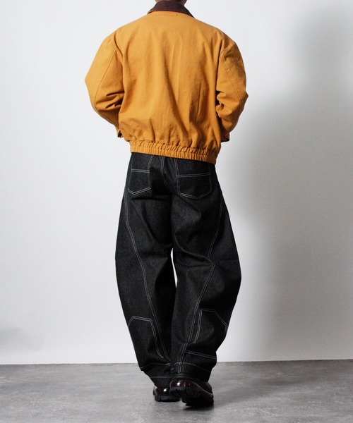 NYLAUS（ナイラス）の「【NYS】2026新作 リバースデザイン カーブパンツ バレルレッグパンツ リジッドデニム（デニムパンツ・メンズ・ブラック/インディゴブルー・L/M）」の18枚目の写真