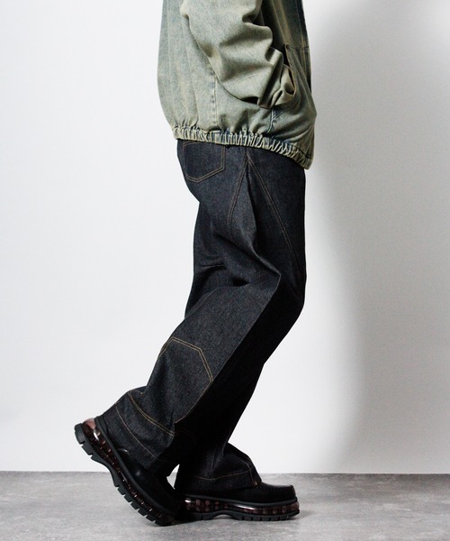 NYLAUS（ナイラス）の「【NYS】2026新作 リバースデザイン カーブパンツ バレルレッグパンツ リジッドデニム（デニムパンツ・メンズ・ブラック/インディゴブルー・L/M）」の10枚目の写真