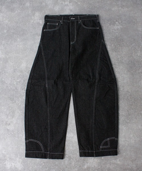 NYLAUS（ナイラス）の「【NYS】2026新作 リバースデザイン カーブパンツ バレルレッグパンツ リジッドデニム（デニムパンツ・メンズ・ブラック/インディゴブルー・L/M）」の22枚目の写真