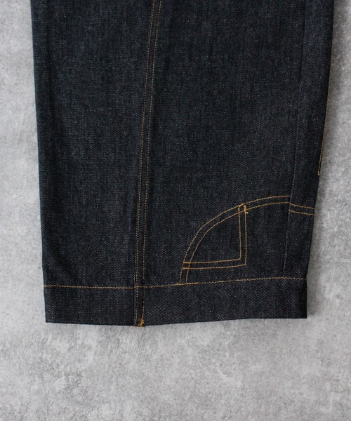 NYLAUS（ナイラス）の「【NYS】2026新作 リバースデザイン カーブパンツ バレルレッグパンツ リジッドデニム（デニムパンツ・メンズ・ブラック/インディゴブルー・L/M）」の4枚目の写真