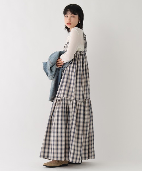BAYFLOW（ベイフロー）の「[WEB限定]ティアードチェックキャミワンピース（ワンピース・レディース・ネイビー/グレー・FREE）」の6枚目の写真