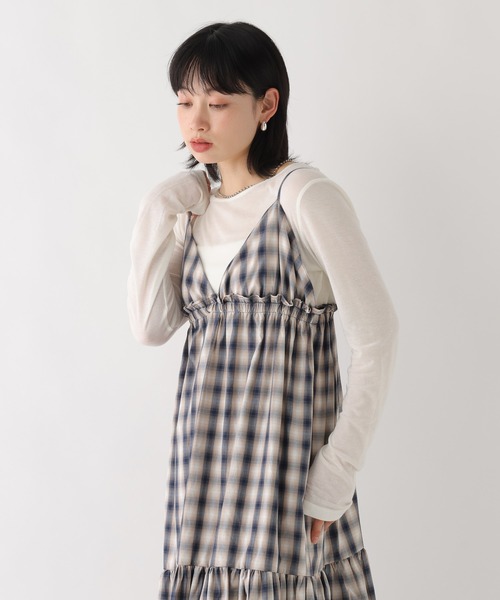 BAYFLOW（ベイフロー）の「[WEB限定]ティアードチェックキャミワンピース（ワンピース・レディース・ネイビー/グレー・FREE）」の10枚目の写真