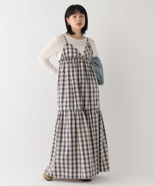 BAYFLOW（ベイフロー）の「[WEB限定]ティアードチェックキャミワンピース（ワンピース・レディース・ネイビー/グレー・FREE）」の5枚目の写真