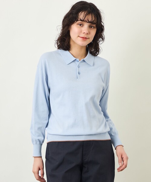 MACKINTOSH PHILOSOPHY(マッキントッシュ フィロソフィー)の「GREY LABEL ラインニットポロ(ポロシャツ・レディース・ブラック/ブルー系その他2/ブラウン系その他4・2/6)」の3枚目の写真