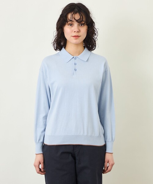 MACKINTOSH PHILOSOPHY(マッキントッシュ フィロソフィー)の「GREY LABEL ラインニットポロ(ポロシャツ・レディース・ブラック/ブルー系その他2/ブラウン系その他4・2/6)」の7枚目の写真