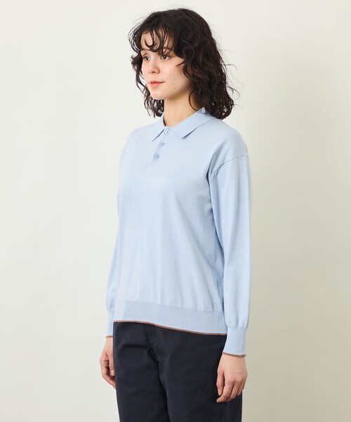 MACKINTOSH PHILOSOPHY(マッキントッシュ フィロソフィー)の「GREY LABEL ラインニットポロ(ポロシャツ・レディース・ブラック/ブルー系その他2/ブラウン系その他4・2/6)」の8枚目の写真