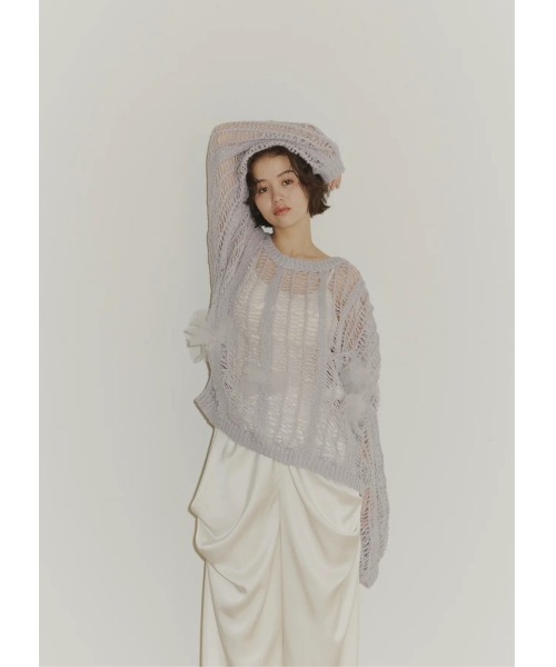 NOTREemor(ノートルエモア)の「lame tulle knit(ニット/セーター・レディース・ラベンダー/ホワイト・FREE)」の1枚目の写真