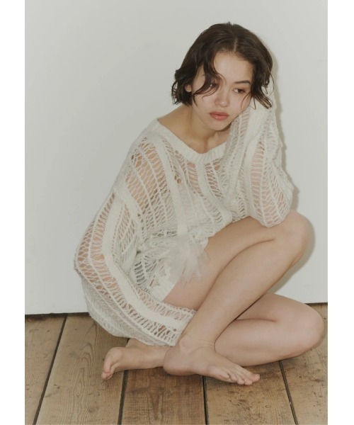 NOTREemor(ノートルエモア)の「lame tulle knit(ニット/セーター・レディース・ラベンダー/ホワイト・FREE)」の5枚目の写真