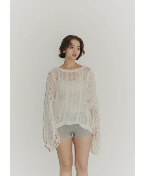 NOTREemor(ノートルエモア)の「lame tulle knit(ニット/セーター・レディース・ラベンダー/ホワイト・FREE)」の8枚目の写真