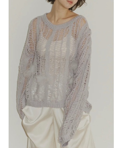 NOTREemor(ノートルエモア)の「lame tulle knit(ニット/セーター・レディース・ラベンダー/ホワイト・FREE)」の10枚目の写真