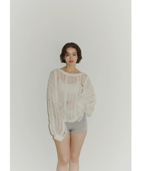 NOTREemor(ノートルエモア)の「lame tulle knit(ニット/セーター・レディース・ラベンダー/ホワイト・FREE)」の3枚目の写真