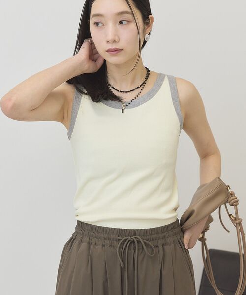 AMERICAN HOLIC(アメリカンホリック)の「【抗菌防臭】バイカラーテレコタンクトップ(タンクトップ・レディース・ブラウン/ライトイエロー/アイボリー/ダークブラウン・M/L)」の12枚目の写真