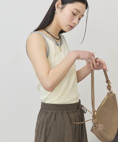 AMERICAN HOLIC(アメリカンホリック)の「【抗菌防臭】バイカラーテレコタンクトップ(タンクトップ・レディース・ブラウン/ライトイエロー/アイボリー/ダークブラウン・M/L)」の13枚目の写真