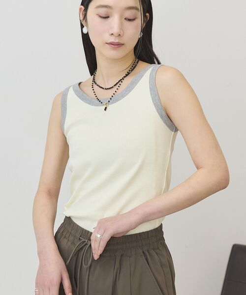 AMERICAN HOLIC(アメリカンホリック)の「【抗菌防臭】バイカラーテレコタンクトップ(タンクトップ・レディース・ブラウン/ライトイエロー/アイボリー/ダークブラウン・M/L)」の15枚目の写真