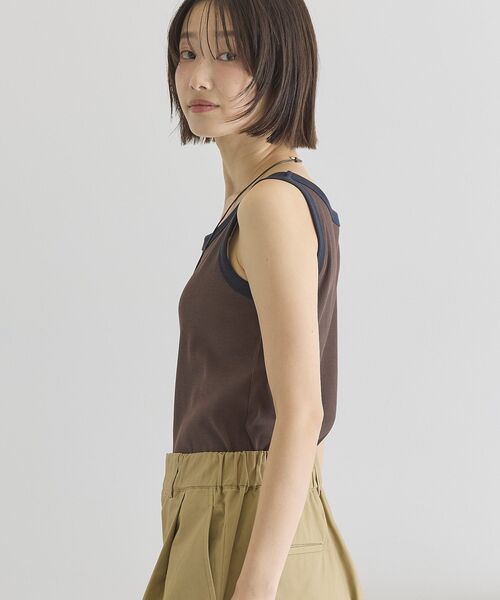 AMERICAN HOLIC(アメリカンホリック)の「【抗菌防臭】バイカラーテレコタンクトップ(タンクトップ・レディース・ブラウン/ライトイエロー/アイボリー/ダークブラウン・M/L)」の18枚目の写真
