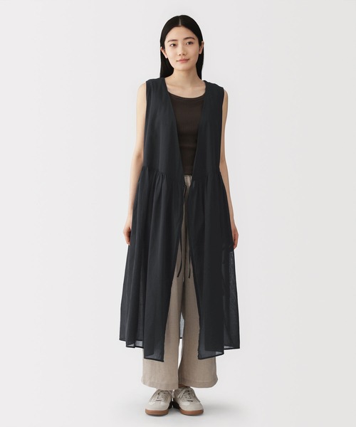 無印良品(ムジルシリョウヒン)の「婦人 強撚 シアーカシュクールワンピース(ワンピース・レディース・ブラック/ダークグリーン/ベージュ・S/M/L/XL)」の1枚目の写真