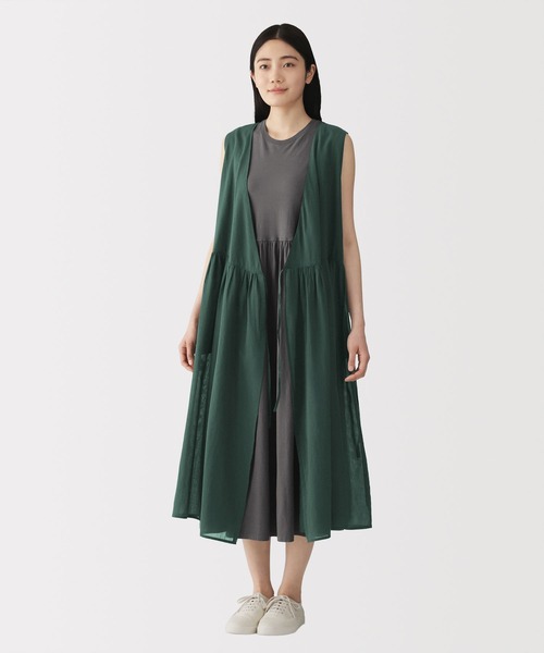 無印良品(ムジルシリョウヒン)の「婦人 強撚 シアーカシュクールワンピース(ワンピース・レディース・ブラック/ダークグリーン/ベージュ・S/M/L/XL)」の8枚目の写真