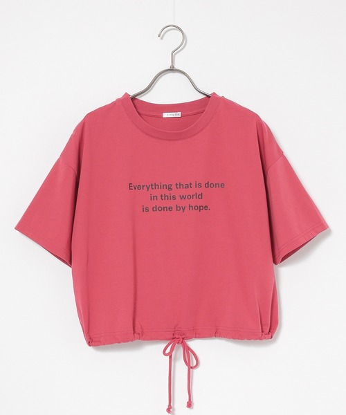 Honeys(ハニーズ)の「【ハニさら・接触冷感・UVカット】裾ドロストTシャツ(Tシャツ/カットソー・レディース・オートミール/グリーン/レッド/ブラック・L/M/S/SS)」の20枚目の写真