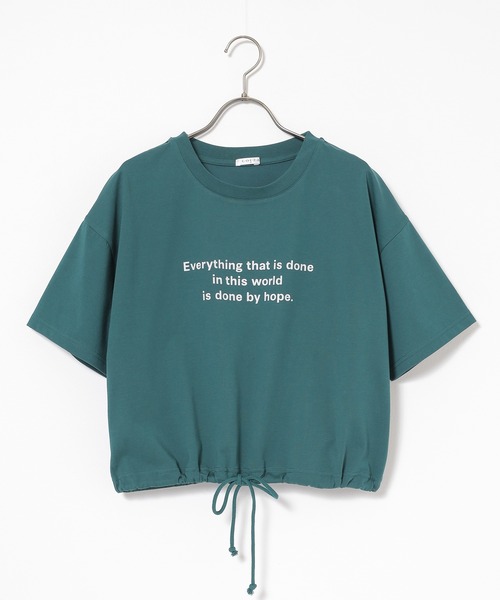 Honeys(ハニーズ)の「【ハニさら・接触冷感・UVカット】裾ドロストTシャツ(Tシャツ/カットソー・レディース・オートミール/グリーン/レッド/ブラック・L/M/S/SS)」の22枚目の写真