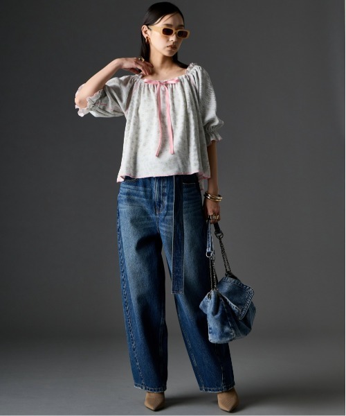 GEVS.(ジェイヴィス)の「ワッフル花柄プリントパフスリーブカットソー<大きいサイズ有>GEVS.(Tシャツ/カットソー・レディース・ライトグレー系/ネイビー系・3L/LL/L/M/5L/4L)」の13枚目の写真
