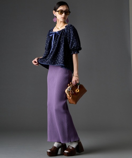 GEVS.(ジェイヴィス)の「ワッフル花柄プリントパフスリーブカットソー<大きいサイズ有>GEVS.(Tシャツ/カットソー・レディース・ライトグレー系/ネイビー系・3L/LL/L/M/5L/4L)」の10枚目の写真