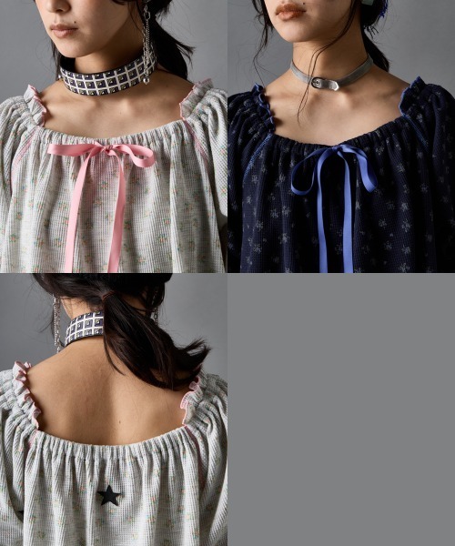 GEVS.(ジェイヴィス)の「ワッフル花柄プリントパフスリーブカットソー<大きいサイズ有>GEVS.(Tシャツ/カットソー・レディース・ライトグレー系/ネイビー系・3L/LL/L/M/5L/4L)」の22枚目の写真