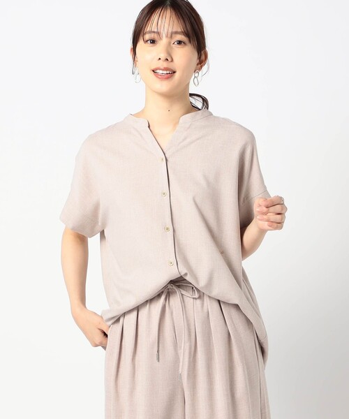 Grand PARK(グランドパーク)の「リネンライク 半袖シャツ(シャツ/ブラウス・レディース・グレー/チャコールグレー/ベージュ・FREE)」の3枚目の写真