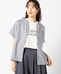 リネンライク 半袖シャツ